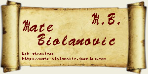 Mate Biolanović vizit kartica